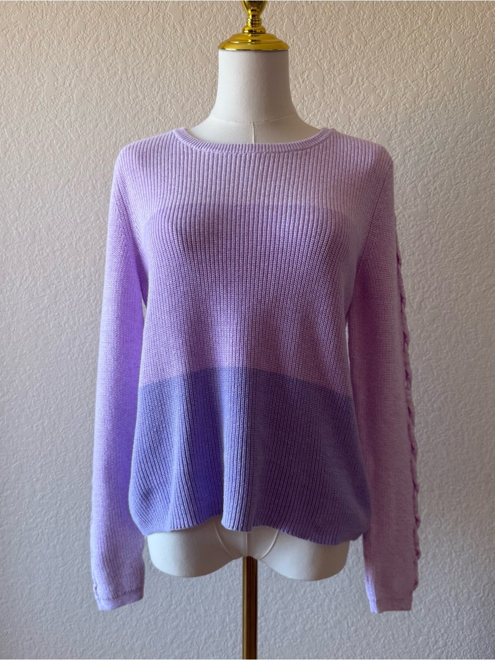 Lilly Pulitzer Cortina Marled Purple Ombre Crewneck Shaker Stitch Sweater Medium